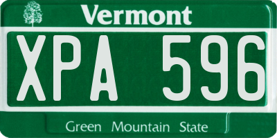 VT license plate XPA596