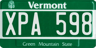 VT license plate XPA598