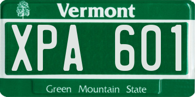 VT license plate XPA601