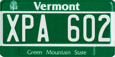 VT license plate XPA602