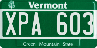 VT license plate XPA603