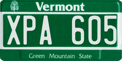 VT license plate XPA605
