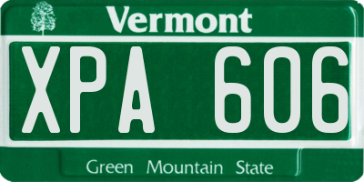 VT license plate XPA606