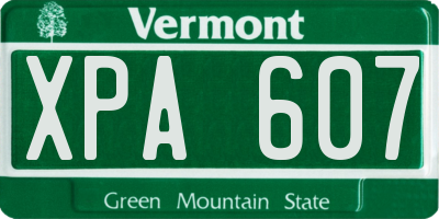 VT license plate XPA607