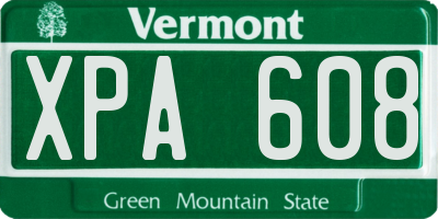 VT license plate XPA608