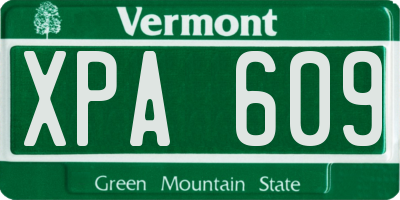 VT license plate XPA609