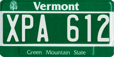 VT license plate XPA612
