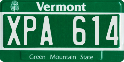 VT license plate XPA614