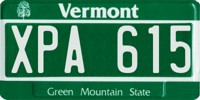 VT license plate XPA615