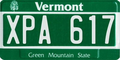 VT license plate XPA617