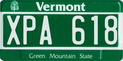 VT license plate XPA618