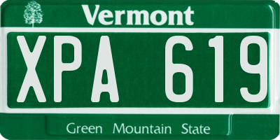 VT license plate XPA619
