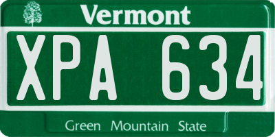 VT license plate XPA634