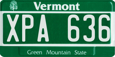 VT license plate XPA636