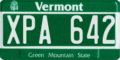 VT license plate XPA642