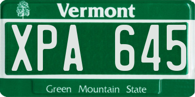 VT license plate XPA645