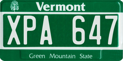 VT license plate XPA647