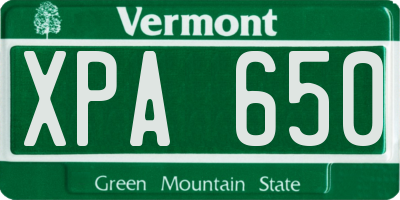 VT license plate XPA650