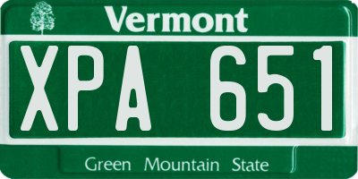 VT license plate XPA651