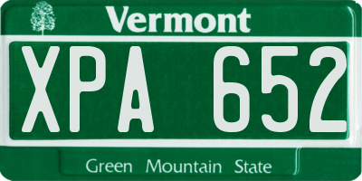 VT license plate XPA652