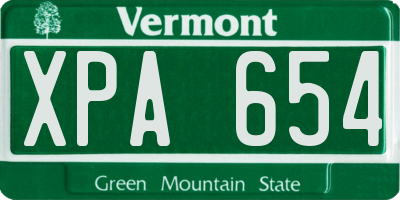 VT license plate XPA654