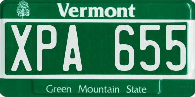 VT license plate XPA655