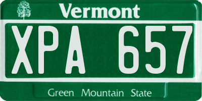 VT license plate XPA657