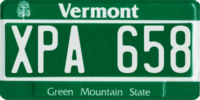 VT license plate XPA658