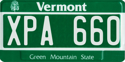 VT license plate XPA660