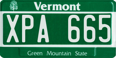VT license plate XPA665