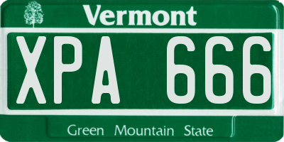 VT license plate XPA666