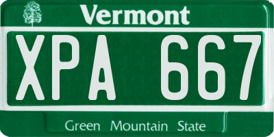 VT license plate XPA667