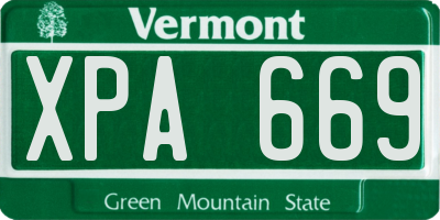 VT license plate XPA669