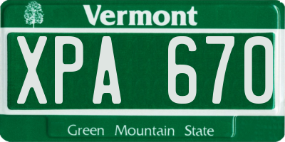 VT license plate XPA670