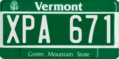 VT license plate XPA671