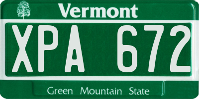 VT license plate XPA672