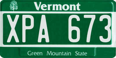 VT license plate XPA673