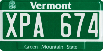 VT license plate XPA674