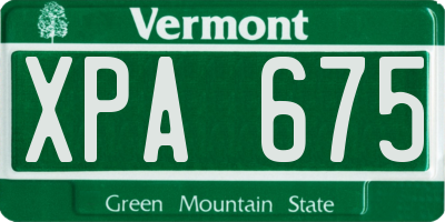 VT license plate XPA675