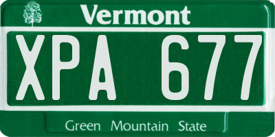 VT license plate XPA677