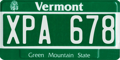 VT license plate XPA678