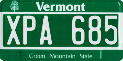 VT license plate XPA685