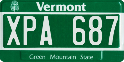 VT license plate XPA687