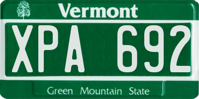 VT license plate XPA692