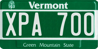 VT license plate XPA700