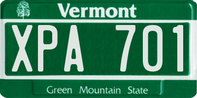 VT license plate XPA701