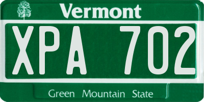 VT license plate XPA702