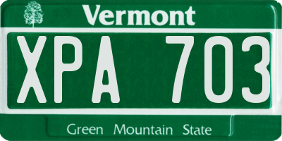 VT license plate XPA703