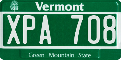 VT license plate XPA708