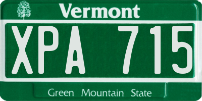 VT license plate XPA715